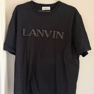 Lanvin Paris Embroidered Logo T-Shirt Black XL Made in Portugal Designer